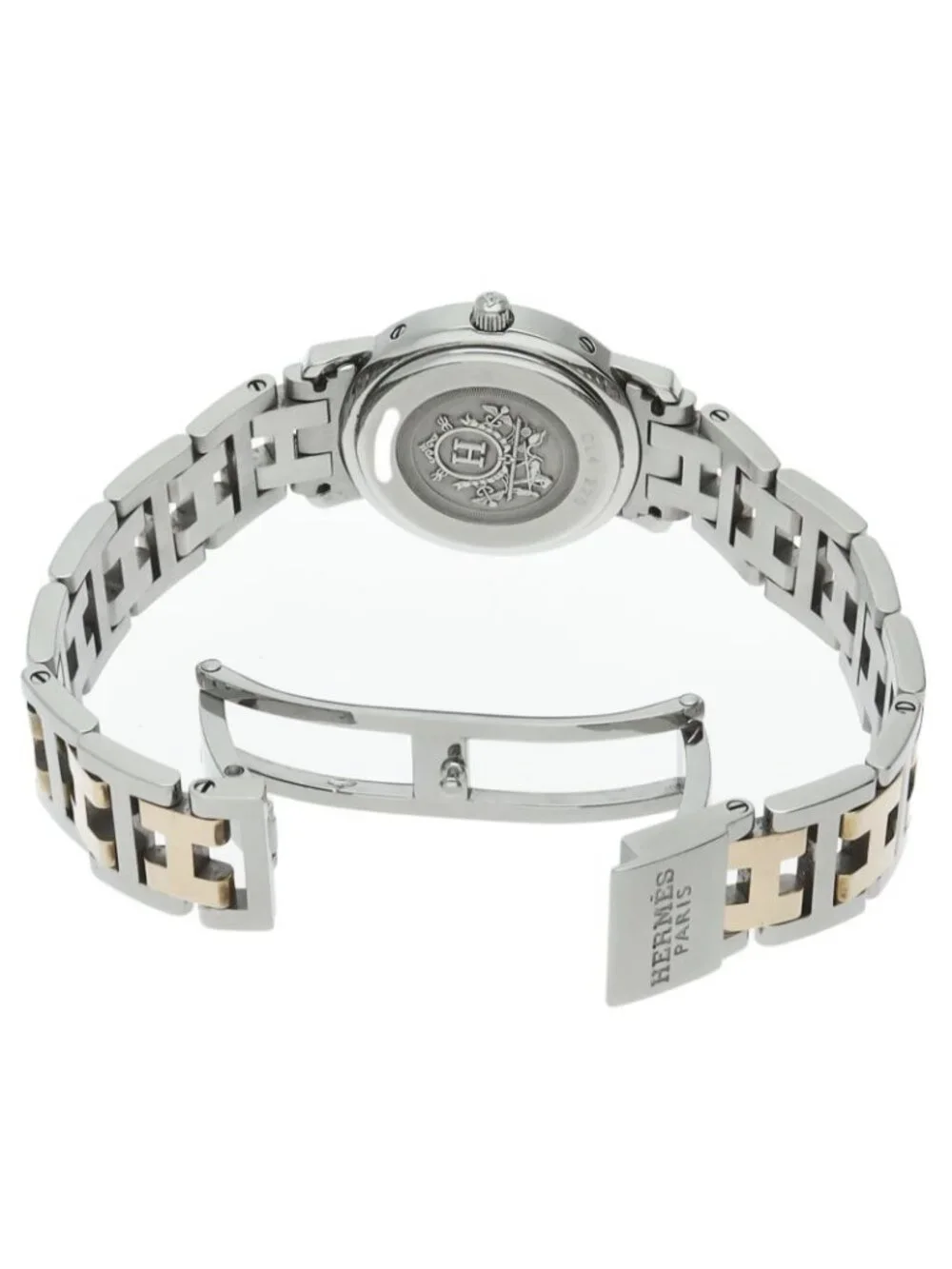 Hermes Cles Watch Shell SS White Polished